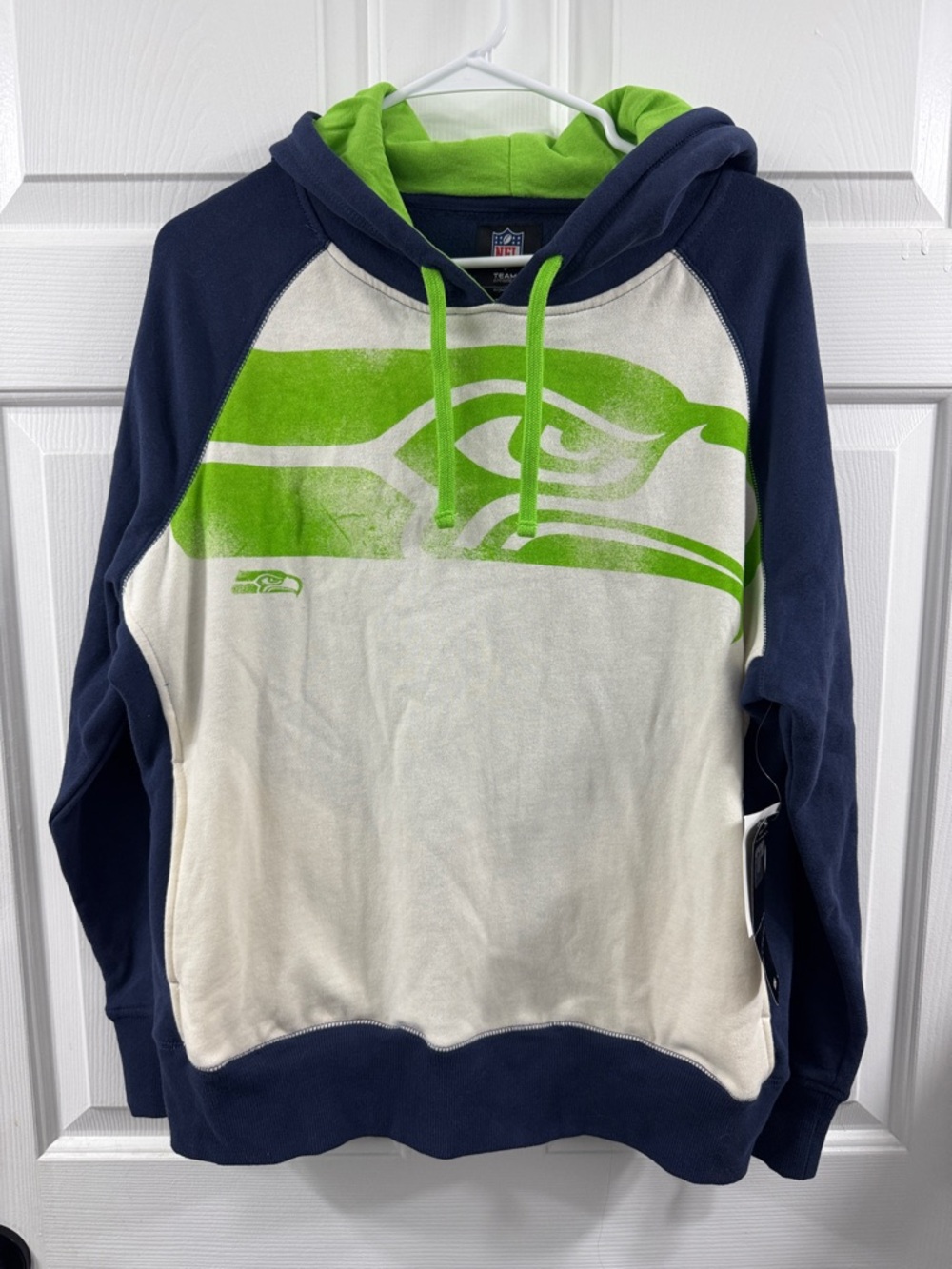 Team Apparel Navy, White & Bright Green Seahawks Pullover Hoodie